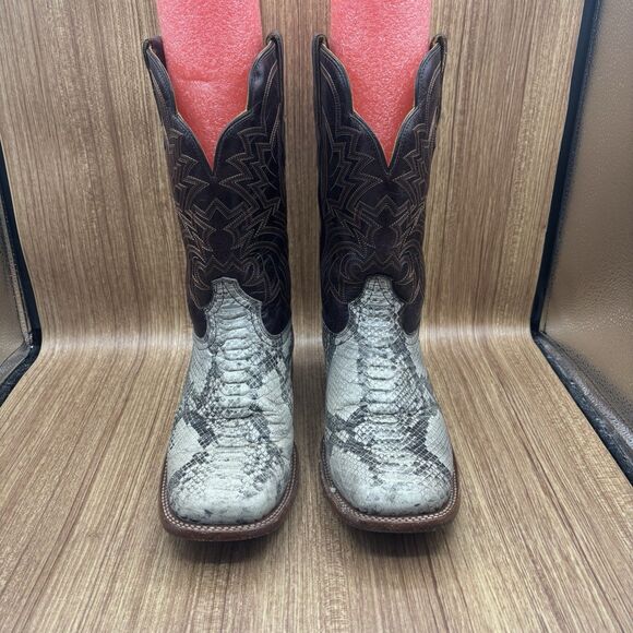 Alfa Western Wear Rustic Natural Python Leather Cowboy Boots Size 28 US 10 Men’s - Picture 2 of 10